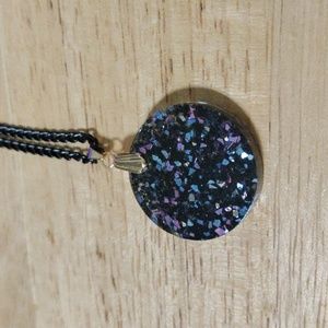 Dichroic glass and resin pendant necklace